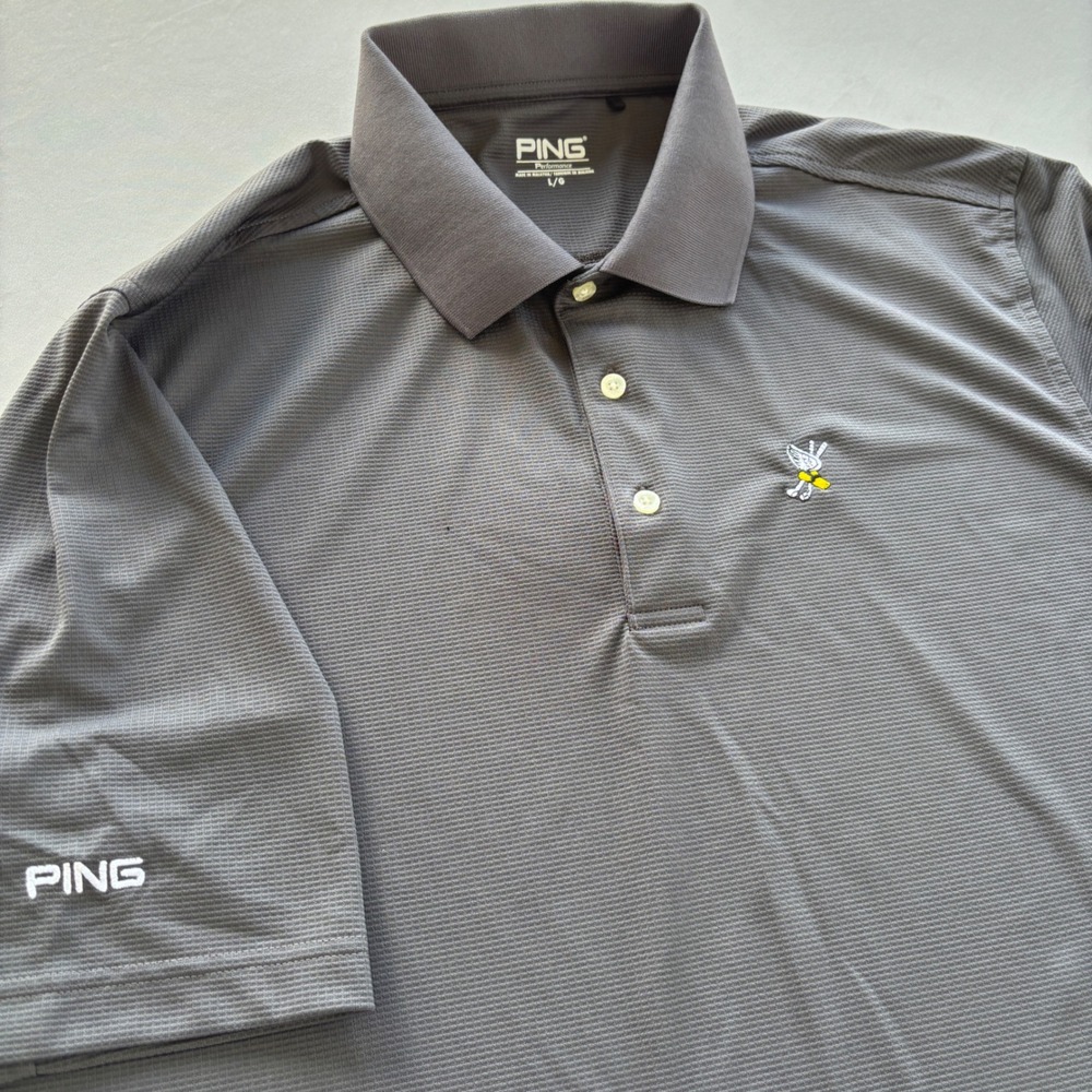 Winged Foot GC Ping Polo‎ Shirt Mens Large Gray Performance Short Sleeve 11F1787